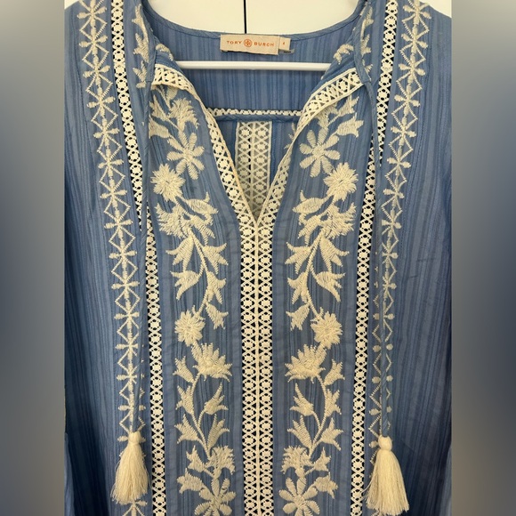Tory Burch Blue Gabriella Lace Embroidered Dress - Picture 5 of 6